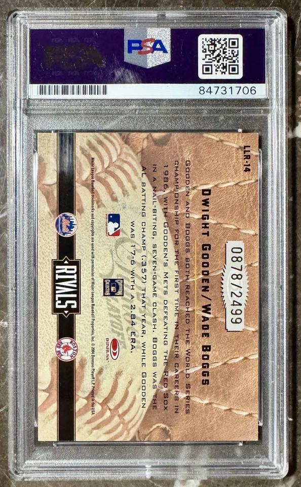 Dwight Gooden Wade Boggs Dual Auto 2004 Donruss PSA Authentic - Image 2 of 2