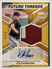 Kyle Harrison 2022 Panini Elite Extra Edition Future Threads Patch Auto 05/10