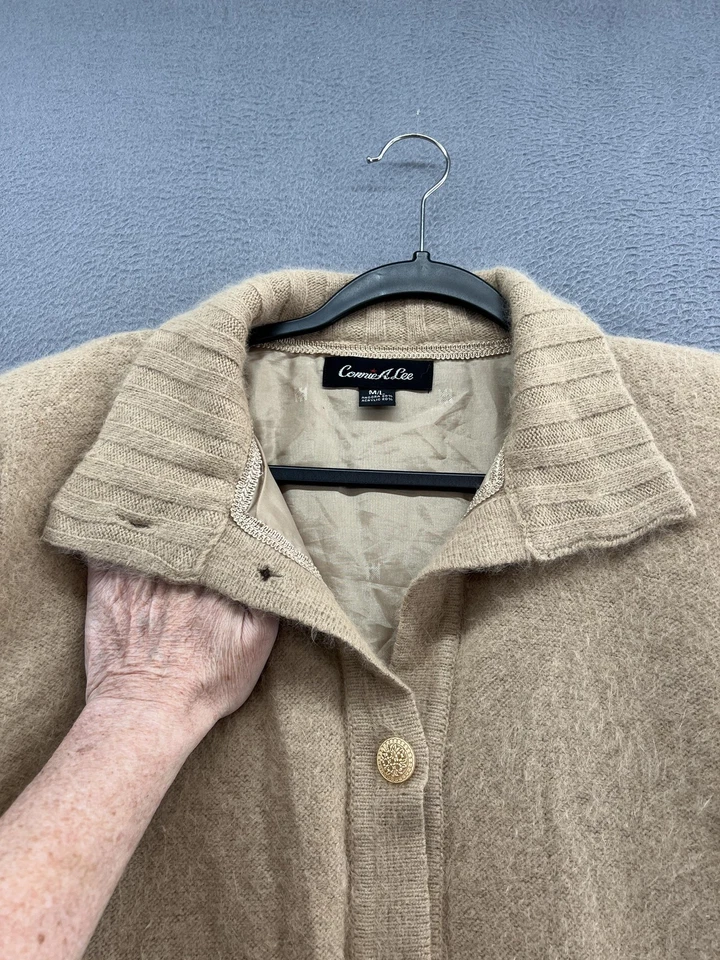 Suéter Connie A Lee Mujer Mediano Camel Mezcla Angora Forrado Cárdigan Chaqueta Foto 3 de 4