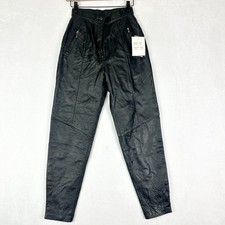 Vintage Lew Magram Leather Pants Deadstock Size 24 NEW Black Biker Lined