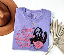 No You Hang Up Shirt, Retro Ghost Scary Sweatshirt, Halloween Horror Party Tee