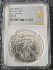 2021 American Silver Eagle NGC MS69 Heraldic Eagle T-1 Early Releases.