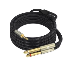 10Ft-3.5Mm 1/8 TRS to Dual 6.35Mm 1/4 TS Mono Breakout Cable Y Splitter Stereo