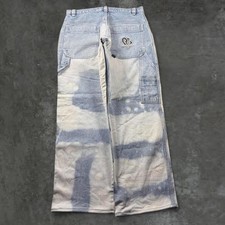 Y2K Fubu Embroidered Baggy Hip Hop Carpenter Jeans with Crazy Wash Skater 34x30
