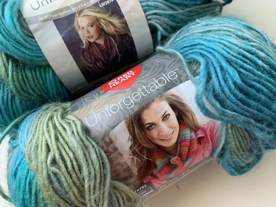 Red Heart UNFORGETTABLE - Yarn Lot (1) Sunrise (2) Tidal - 270 yds / 3.5 oz - Image 3 of 4