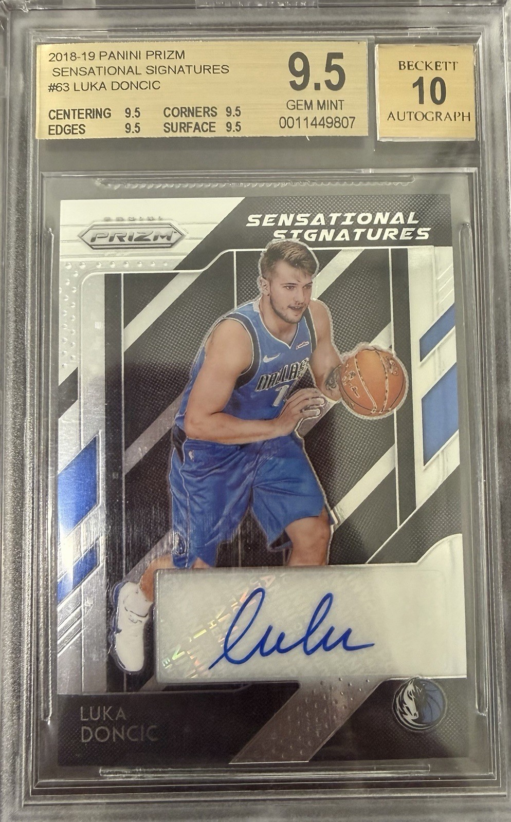 2018 Panini Prizm Sensational Signatures Luka Doncic BGS 9.5 Rookie RC Auto