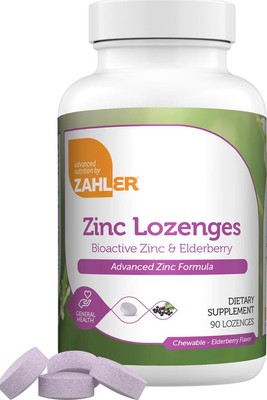 Zahler Elderberry Zinc Lozenges for Adults and Kids - Delicious Chewable Zinc -