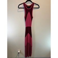 MINKPINK Pink and Burgundy Ribbed Colorblock Maxi Dress