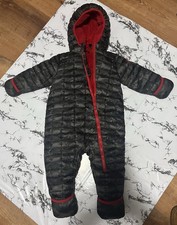 Snozu 24M Quilted Charcoal Gray Hooded Snowsuit Softshell Full Zip Lined Baby