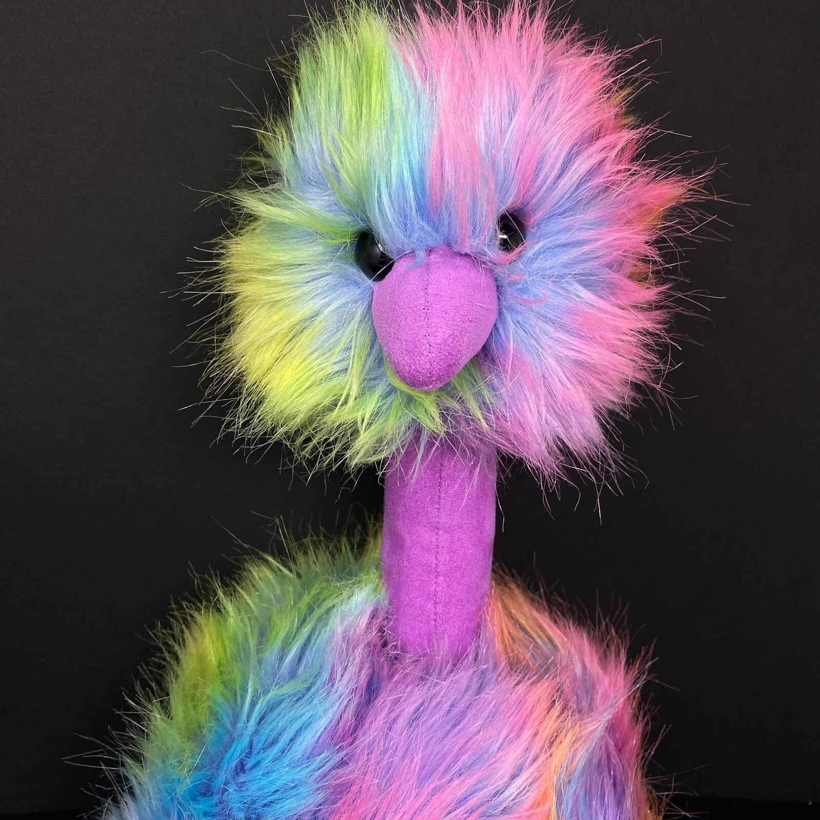Jellycat Pom Pom Ostrich Plush 22" Rainbow Tie Dye Large Stuffed Animal