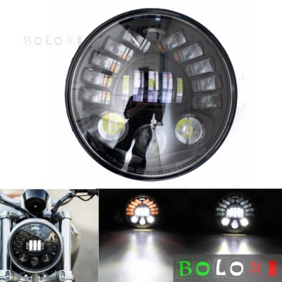 DOT SAE E9 Headlight 7'' Off-road Driving Light For Harley Touring Softail 94-13