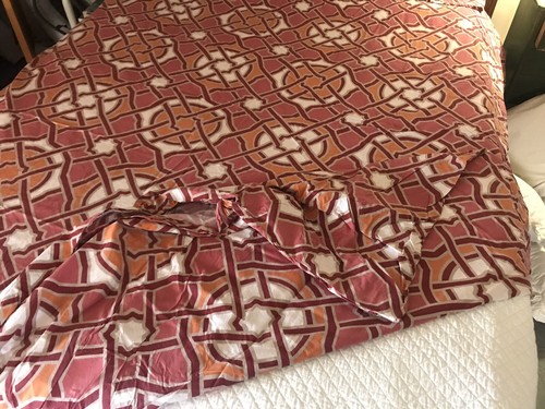 Pottery Barn Set Full/Queen Organic Duvet 2 Shams Coral Red Geometric Design - Picture 6 of 11