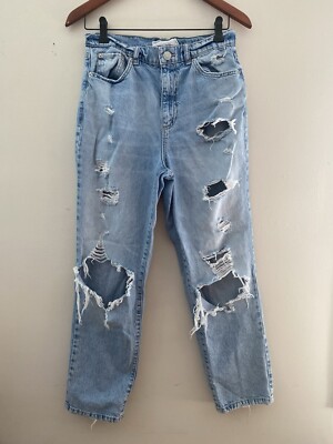 Garage Denim Distressed Mom Jeans Light Wash High Rise Women’s 7/28