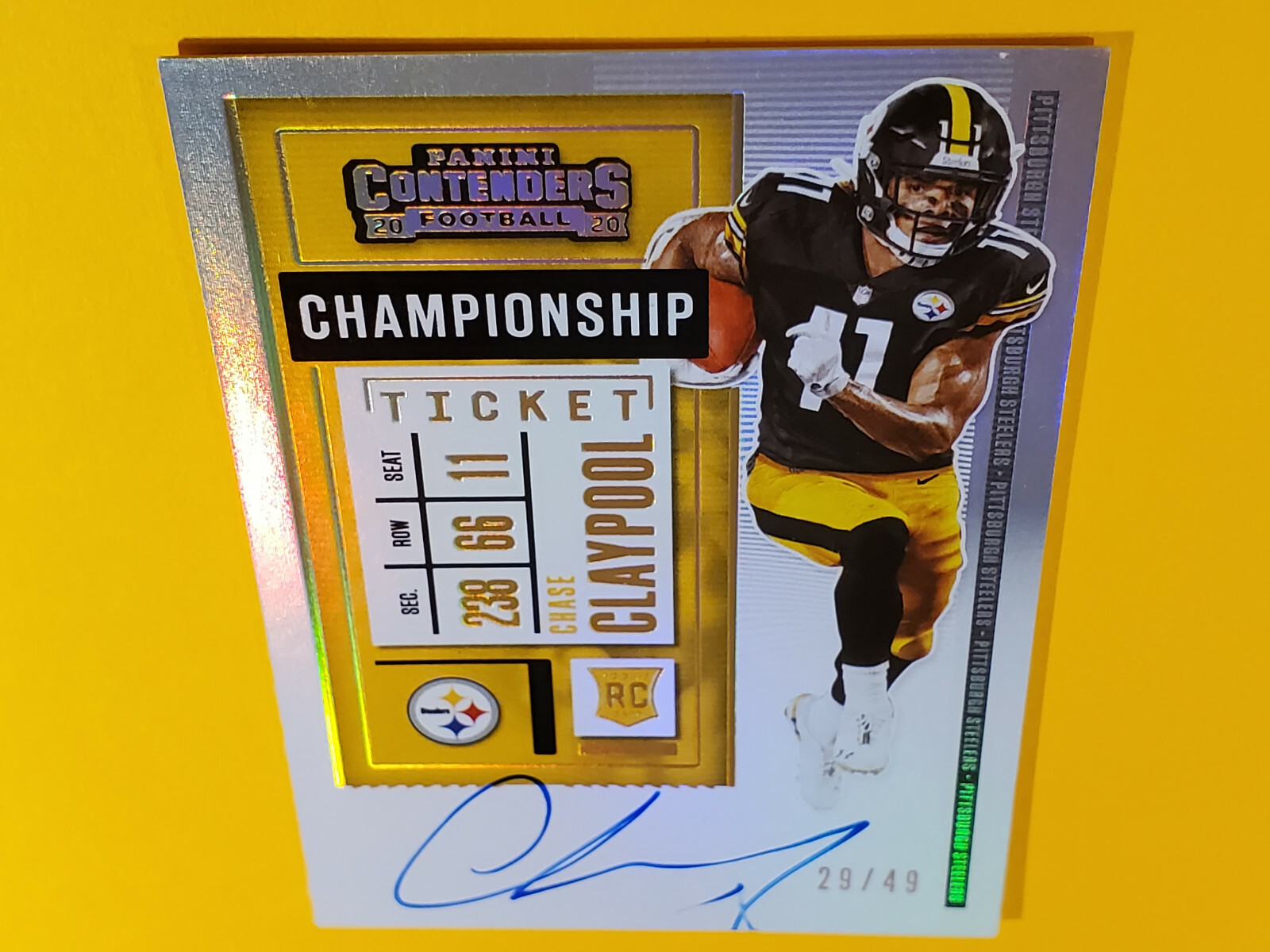 2020 CONTENDERS CHAMPIONSHIP TICKET CHASE CLAYPOOL ROOKIE AUTO SIGNATURE #/49