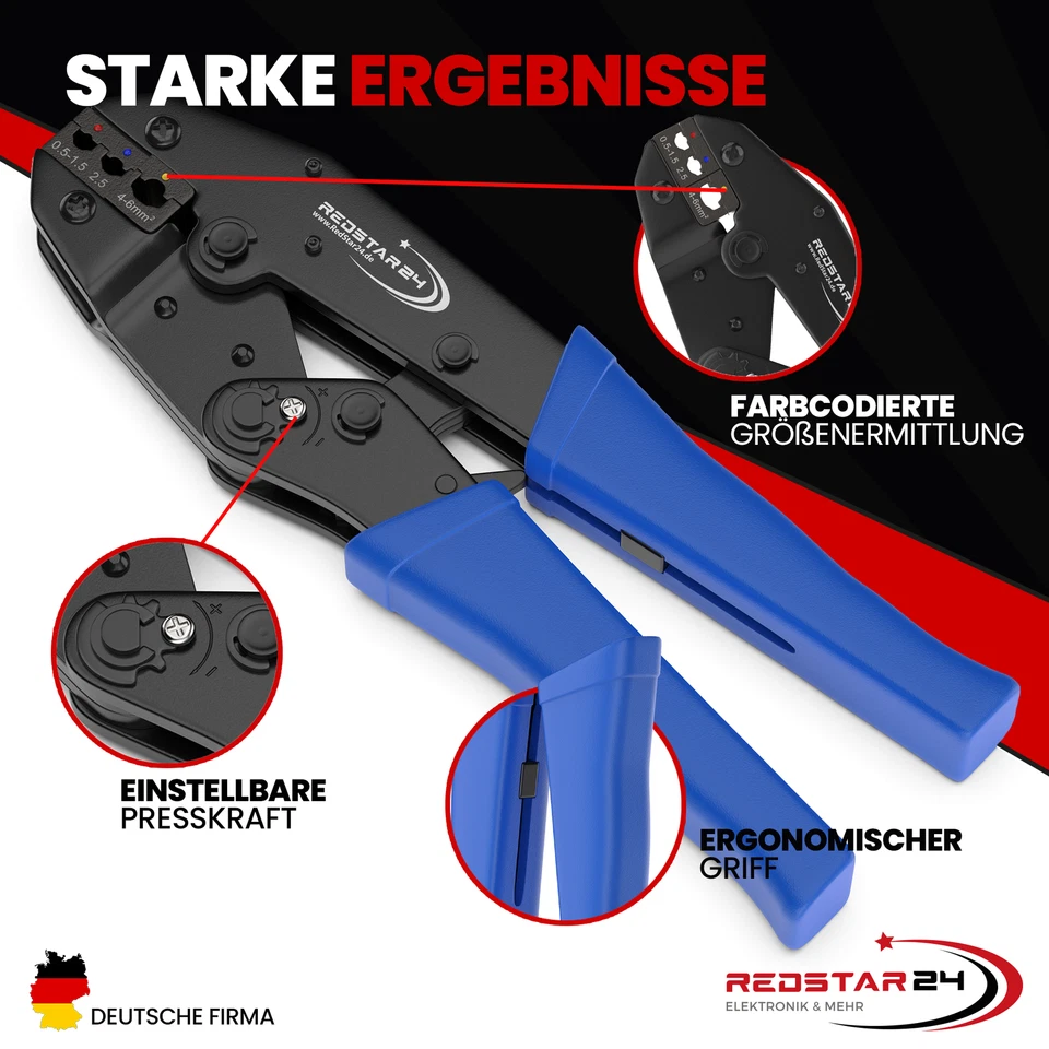 Crimpzange Kabelschuhe Flachstecker Quetschverbinder Zange KFZ Elektrik SET 700x - Bild 2 von 4