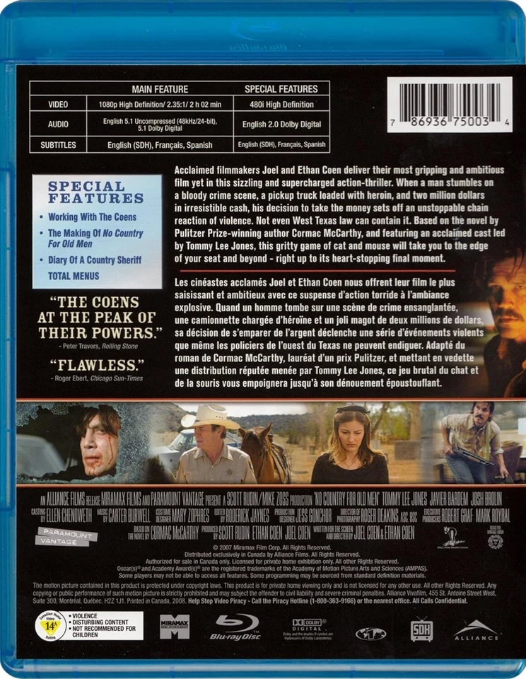 No Country for Old Men - Josh Brolin, Tommy Lee Jones, Javier Bardem Nuevo BluRAY Foto 2 de 2
