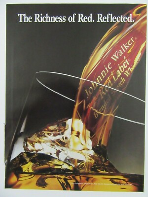 1993 JOHNNIE WALKER RED LABEL Blended Scotch Whisky On The Rocks Magazine Ad