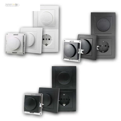 Unterputz Dimmer-Licht-Schalter, matt Serie FLAIR, 230V/300W, UP-Dimmer Wand