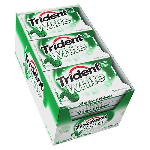 12/16 Box Trident White Spearmint Mints Sugar Free Gum,Whitens Teeth