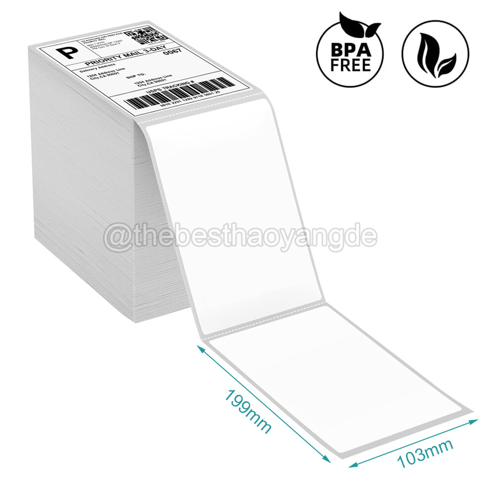 1000 - 6000 Versand Etiketten Gefalzt Leporello Thermo-Eco 103 x 199 mm DHL DPD