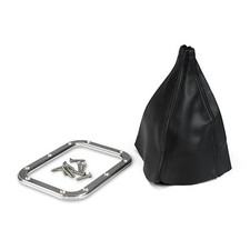 Lokar Shifter Boot Rectangular 6-34x5-14in Brushed Aluminum Ring Vinyl Black