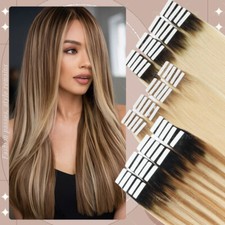 Tape In 100 Real Remy Human Hair Extensions Remi Skin Weft Full Head CLEARANCE