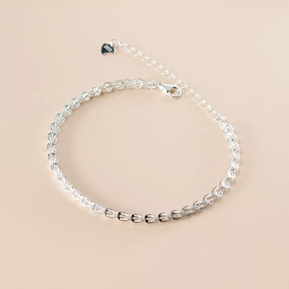 Women Real s925 Sterling Silver Sparkling Foxtail Chain Bracelet Bangle 8.3 in - Image 2 of 4