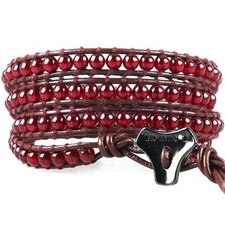 Leather Wrap Bracelet Color Crystal Beads Handmade Beaded Bracelets