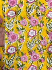 5 Yard Indian Handmade Natural Cotton Sanganeri Hand Block Print Floral Fabric