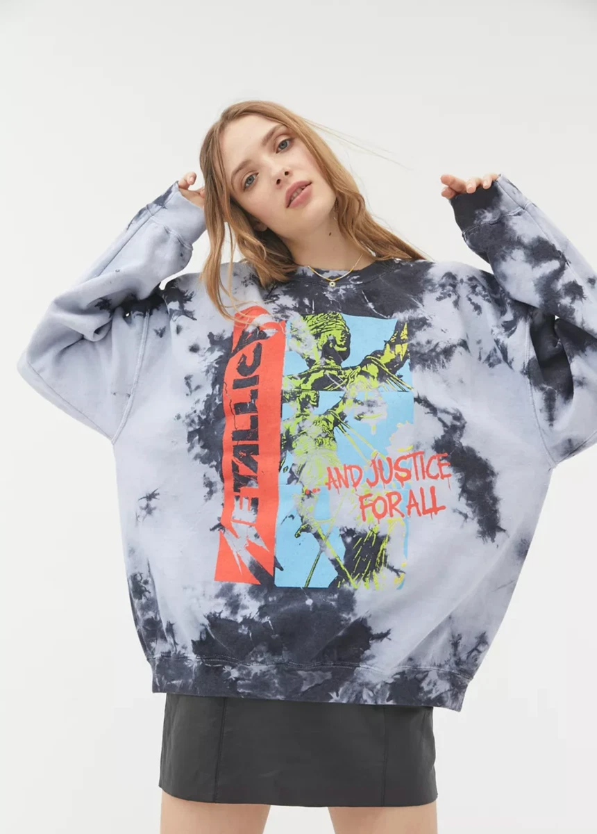 Metallica And Justice For All Women s Tie Dye Sweatshirt Urban Outfitters NWT