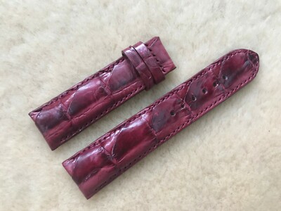 22mm/20mm Burgundy Alligator Crocodile Embossed Leather Watch Strap Band