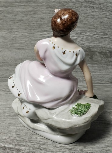 Vintage Rumänien APULUM Lucru manuell, Figur sitzende Frau mit Rosenkorb - Bild 10 von 24