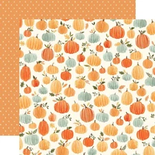 2 Sheets of Carta Bella Paper HELLO AUTUMN 12x12 Cardstock - Pumpkins