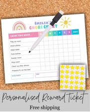 Personalised Good Behaviour Reward Chart Reusable A4 Chore Print Rainbow Girls