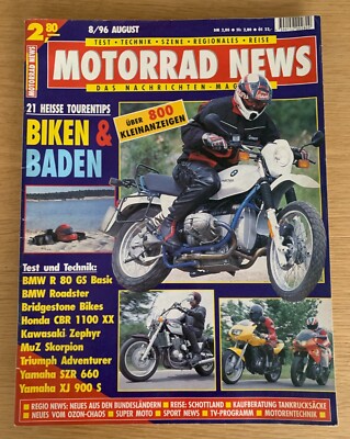 Motorrad News-Das Nachrichten Magazin, August 8/1996, Test, Technik, Szene...