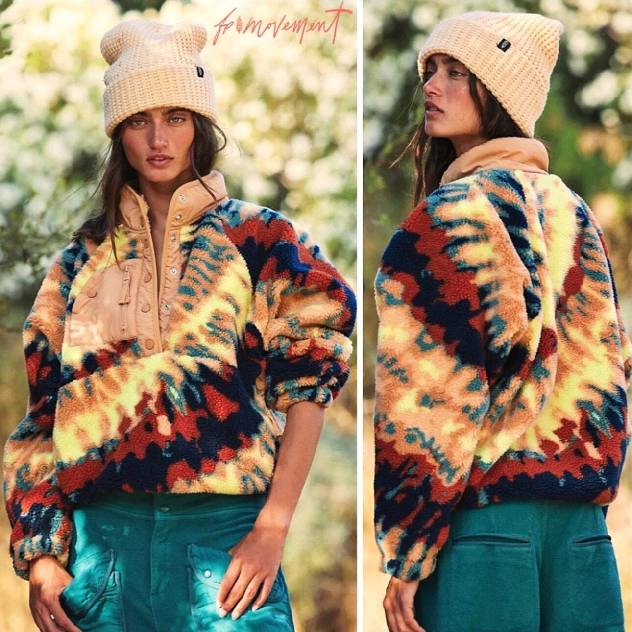 NWOT FP Movement Rocky Ridge Pullover Stand Up Collar Oasis Combo Aurora XS