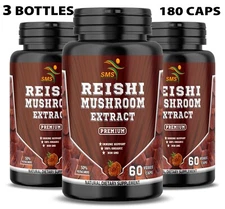 REISHI MUSHROOM SPORE EXTRACT ORGANIC 180 CAPSULES LINGZHI GANODERMA LUCIDUM