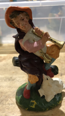 VINTAGE FONTANINI ITALY COMPOSITION CRECHE NATIVITY FIGURE SHEPHARD W/HORN
