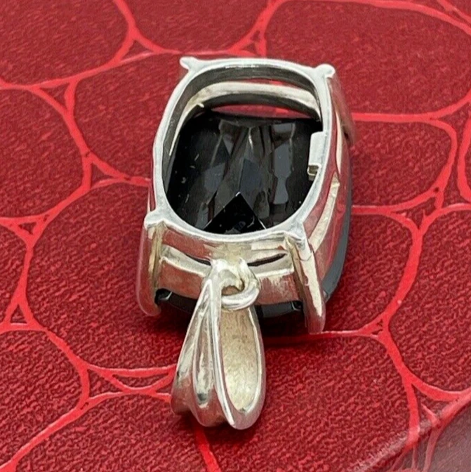 Ciondolo Pendente per Collana da Donna in Argento 925 Onice nero Briolè Vintage. - Immagine 2 di 4