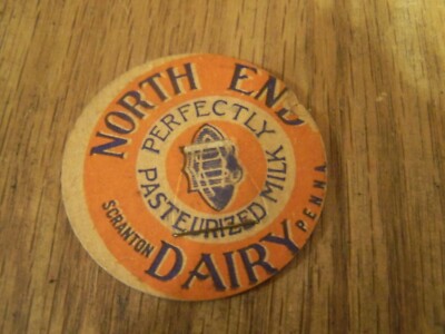 NORTH END DAIRY SCRANTON PENNA. MILK BOTTLE CAP   UNUSED    PASTEURIZED 