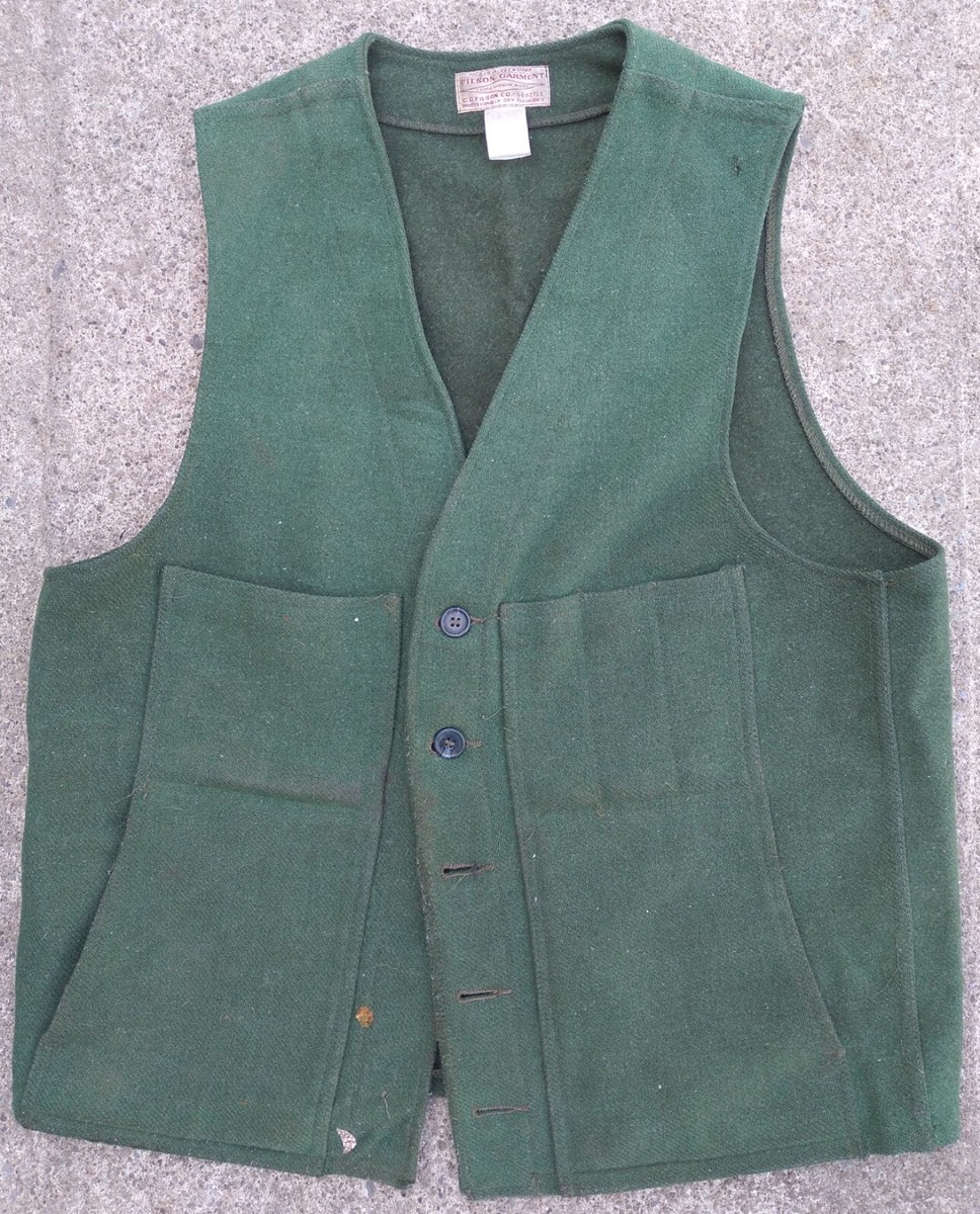 1920〜40's vintage solide wool vest BK Original 1920's or 1930's Men's Wool Vest W/ Cigar Pockets