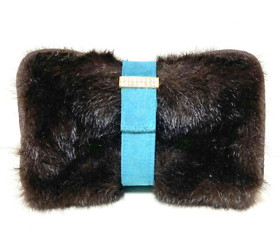 STEPHANIE JOHNSON FAUX FUR COSMETIC JEWELRY ROLL TRAVEL BAG