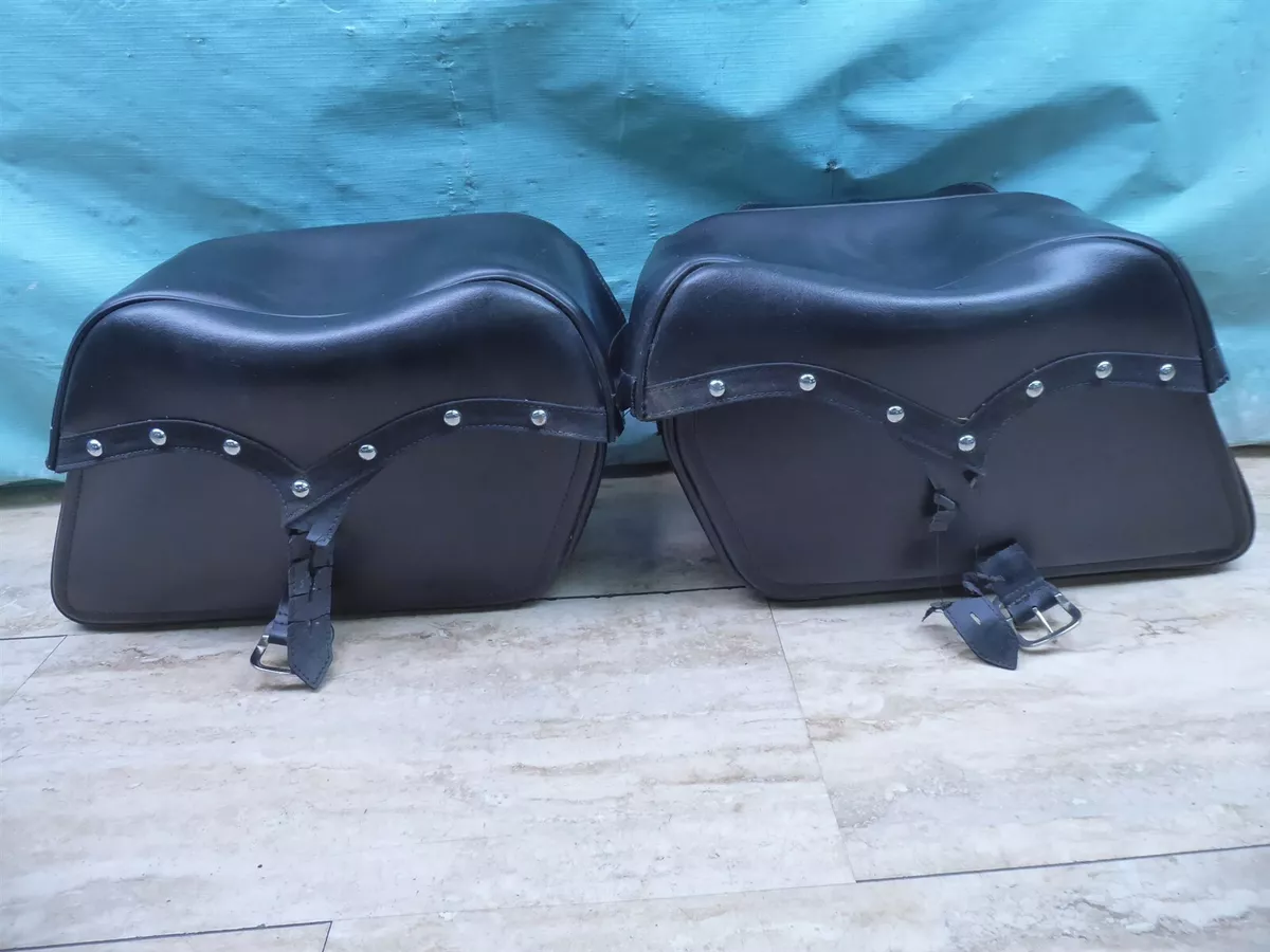 Custom Leather Large Throw Over Motorcycle Saddlebags Cases Pair PL1073 SB2