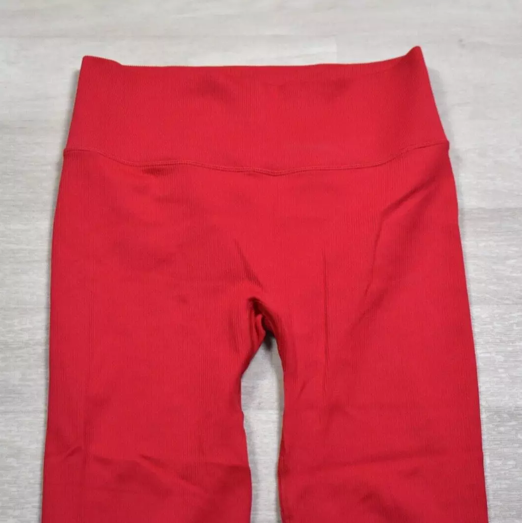 victoria-secret-vs ribbed knit high waist seamless hot coral leggings
