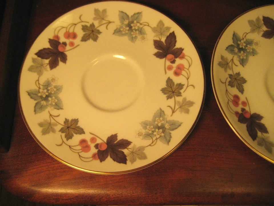 ROYAL DOULTON 4 TAZAS Y PLATILLOS PATRÓN CAMELOTE TC1016 CHINA TRANSLÚCIDA c 1970 Foto 3 de 4