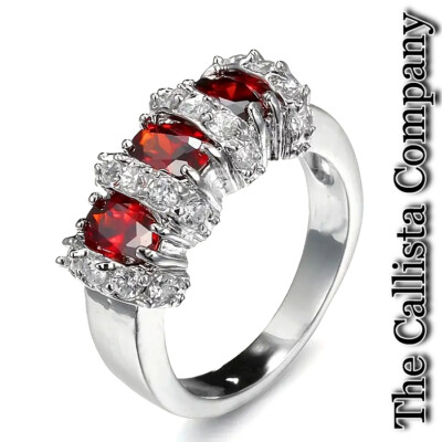 1.2K+ Sold CALLISTA CO. RED OVAL CUT 3A+ CZ S925 STERLING SILVER RG SZ 6-9  