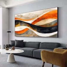Red  Wall Art Paintings Hand Painted Abstract Oil Painting on Canvas Orange