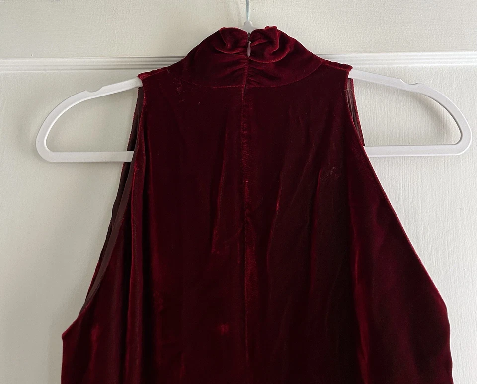 Винтажный Emanuel Ungaro Париж красный бархат вечернее платье миди размер 44 - Изображение 4 из 4