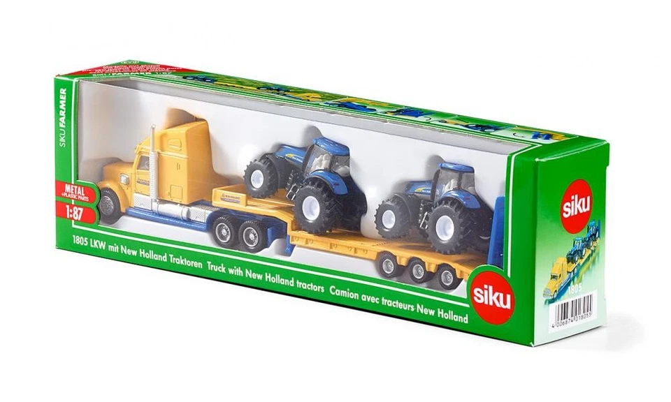 SIKU - LKW 6x4 con porta máquinas de 3 ejes y 2 NEW HOLLAND T7070 Ech:1/87 - ... - Imagen 2 de 2