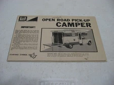 Instruction Sheet Only - MPC Open Road Pickup Camper Model Kit #403-300